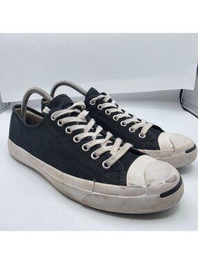 Converse Jack Purcell Mens 8.5 Black White Canvas Low Top Casual Sneakers